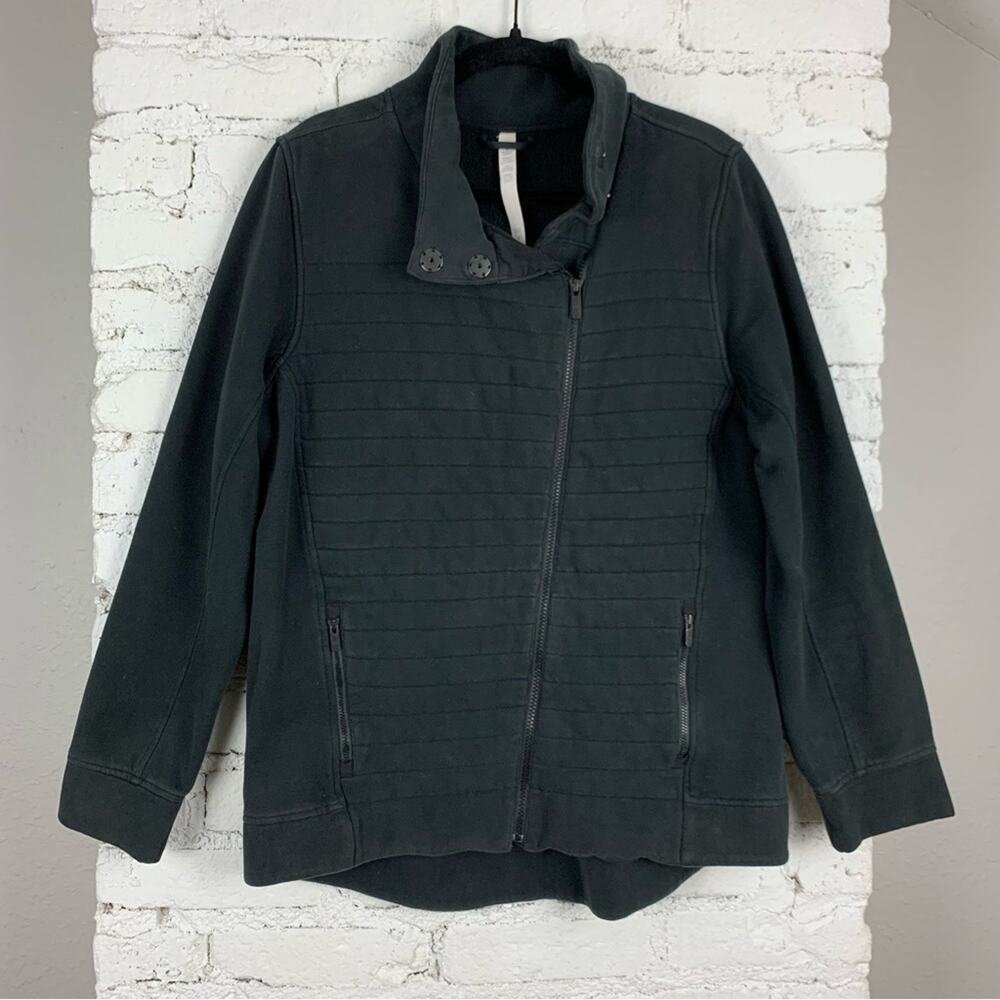 Lululemon Fleece Be True Utility Jacket Faded Black Zip Front Quilted 12